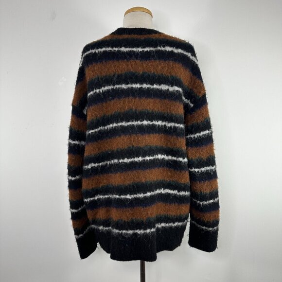 All Saints Oversize Fit XL Wool Alpaca Blend Stripe Crew -Neck  Sweater - Picture 5 of 10